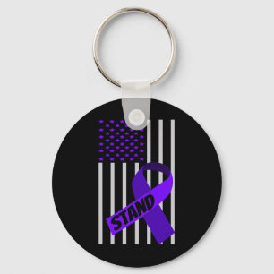Porte-clés États-Unis Drapeau violet ruban Pancerrique Sensib