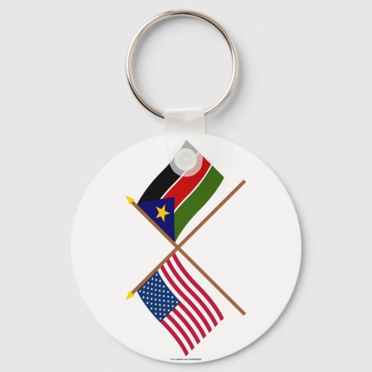 Porte-clés États-Unis et Sud-Soudan Drapeaux croisés (Recto)