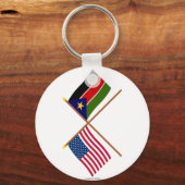 Porte-clés États-Unis et Sud-Soudan Drapeaux croisés (Recto)