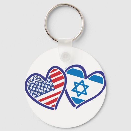 Porte-clés États-Unis Israël Coeur Drapeau (Recto)