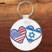 Porte-clés États-Unis Israël Coeur Drapeau (Recto)