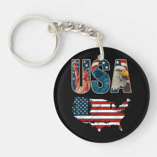 Porte-clés Etats-Unis Patriotique 4 juillet Amérique Drapeau