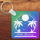 Porte-clés Été tropical (dégradé vert-bleu-violet) (Recto)
