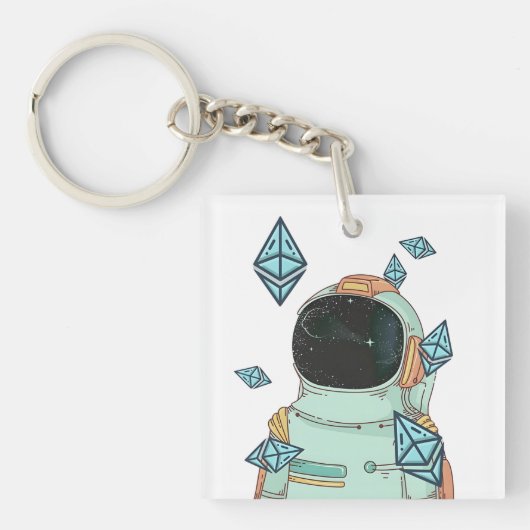 Porte-clés Ethereum To the Moon ETH Space Man Merch - Qr Code (Devant)