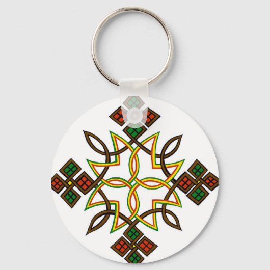 Porte-clés Ethiopian Cross Button Keychains, T-Shirts (Recto)