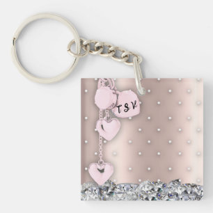 Porte-clés Étincelle rose Parties scintillant de verre