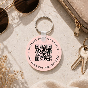 Porte-clés Étiquette code QR personnalisé rose p