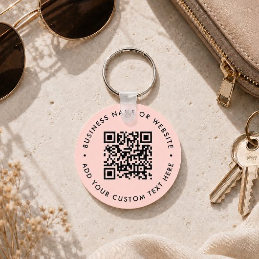Porte-clés | Étiquette code QR personnalisé rose p