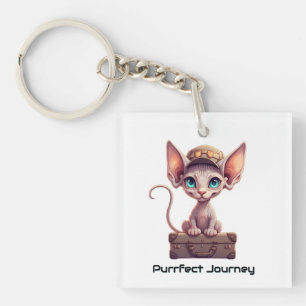 Porte-clés Étiquette de bagage Chat Mignon  Cadeau pour les a