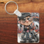 Porte-clés Étiquette de biker papa chopper (Recto)