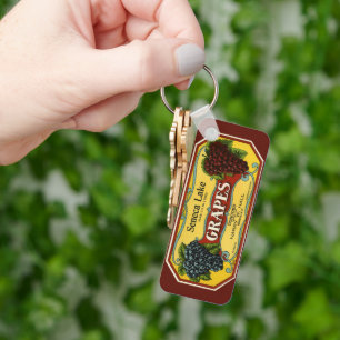 Porte-clés Étiquette de caisse de fruits vintage, raisins du 