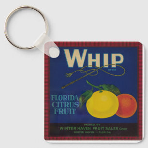 Porte-clés Étiquette de fruits vintage à argile de whip