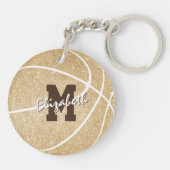 Porte-clés étiquette de sac de basket-ball monogrammed or (Dos)