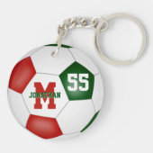 Porte-clés étiquette de sac de football rouge vert équipe (Dos)