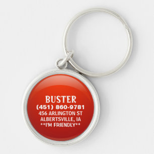 Porte-clés Étiquette d'identification de chien - lustre roug