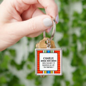 Porte-clés Étiquette d'identification de chien - rouge avec (main)