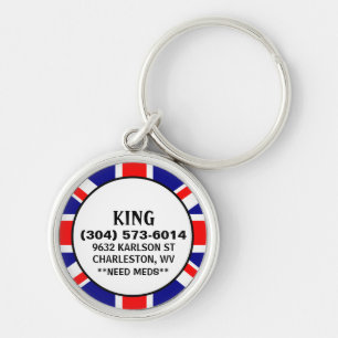Porte-clés Étiquette d'identification de chien - Union Jack
