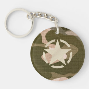 Porte-clés Étiquette étoile sur camouflage Burlap Style