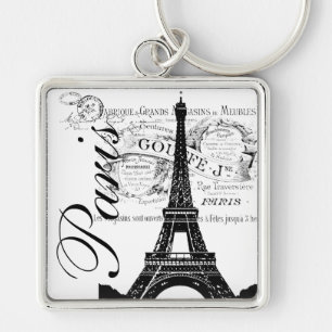 Porte-clés Étiquette vintage Paris & Tour Eiffel