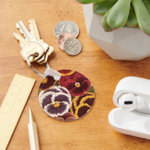 Porte-clés Étiquettes de paquets de graines vintage, fleurs d