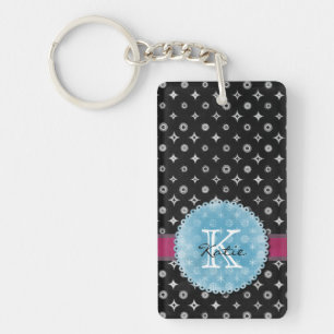 Porte-clés Étoile argentée décorée d'un monogramme
