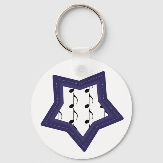 Porte-clés Étoile bleue avec notes de musique (Recto)