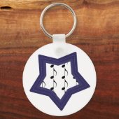 Porte-clés Étoile bleue avec notes de musique (Recto)