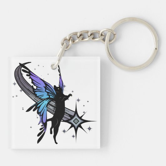 Porte-clés Étoile de chat cosmique (Dos)