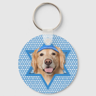 Porte-clés Étoile de David de Hanoukka - golden retriever -