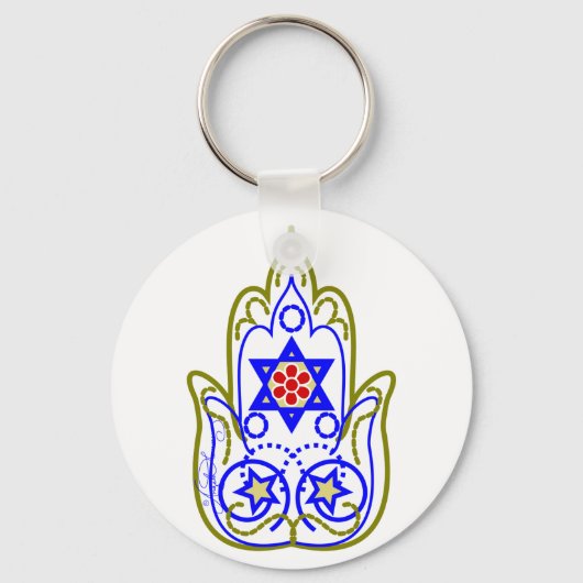 Porte-clés Étoile de David Hamsa Main de Miriam (Recto)