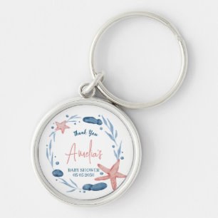 Porte-clés Étoile de mer aquarelle récif corallien bleu Baby