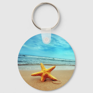 Porte-clés Étoile de mer sur la plage, ciel bleu, océan