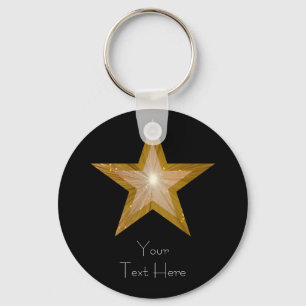 Porte-clés Étoile d'or noir de porte - clé des "vos textes"