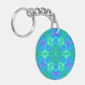 Porte-clés Étoile et boucles en bleu vert et rose (Devant gauche)