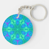 Porte-clés Étoile et boucles en bleu vert et rose (Dos)
