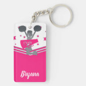 Porte-clés Étoiles d'argent rose Nom personnalisé vedette (Dos)