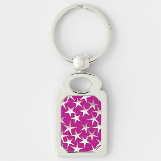 Porte-clés étoiles d'argent sur améthyste violet (Devant)