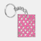 Porte-clés Étoiles d'argent sur fuchsia rose (Devant gauche)