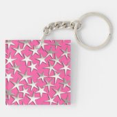 Porte-clés Étoiles d'argent sur fuchsia rose (Dos)