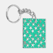 Porte-clés étoiles d'argent sur turquoise (Devant gauche)