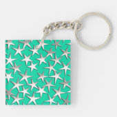 Porte-clés étoiles d'argent sur turquoise (Dos)