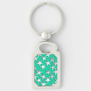 Porte-clés étoiles d'argent sur turquoise