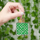 Porte-clés étoiles d'argent sur vert émeraude (main)