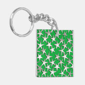 Porte-clés étoiles d'argent sur vert émeraude (Devant gauche)