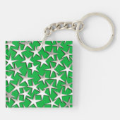 Porte-clés étoiles d'argent sur vert émeraude (Dos)