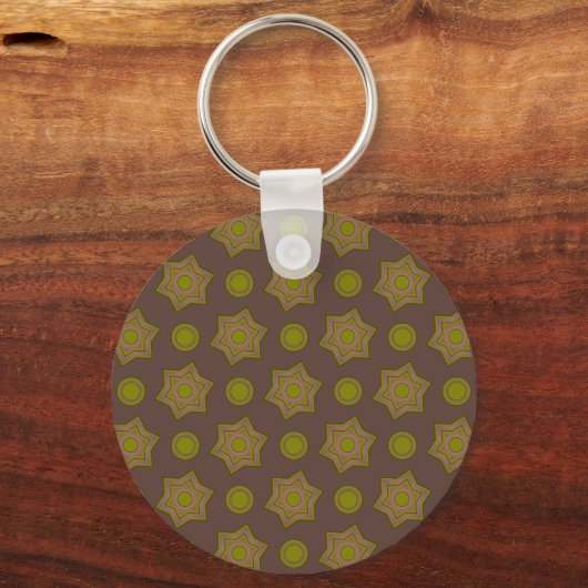 Porte-clés Étoiles et cercles en brun et vert (Verso)