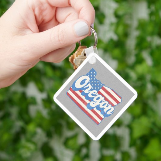 Porte-clés Etoiles et rayures rétro Oregon Silhouette (main)