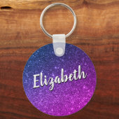 Porte-clés Étoiles Galaxy Bleues et violettes Nom personnalis (Verso)