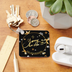 Porte-clés Étoiles Noires de luxe sobre sur mesure Noël