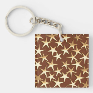 Porte-clés étoiles or sur chocolat brun